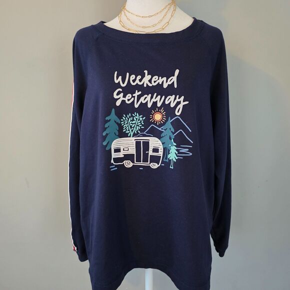 Joyspun Lounge Pajama Set. Navy. Striped. Size L. Casual Comfy Cozy Cute - Picture 3 of 8